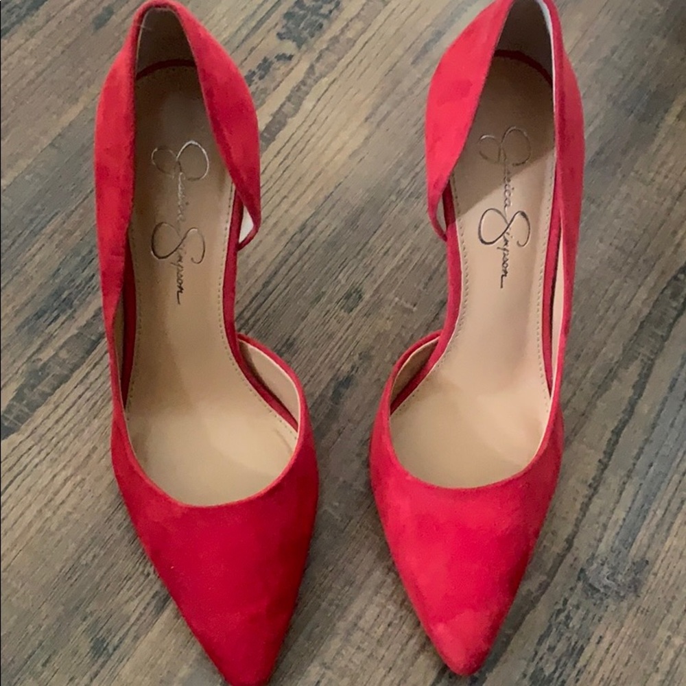 COPY - Jessica Simpson red suede shoes